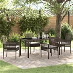 vidaXL Tuin Eetset met kussen 5 pcs Bruin Poly riet