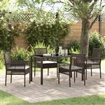 vidaXL Tuin Eetset met kussen 5 pcs Bruin Poly riet