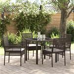 vidaXL Tuin Eetset met kussen 5 pcs Bruin Poly riet