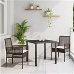 vidaXL Tuin Eetset met kussen 3 pcs Bruin Poly riet