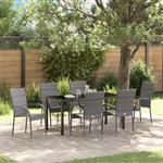 vidaXL Tuin Eetset 7 pcs Grijs Poly riet