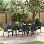 vidaXL Tuin Eetset 7 pcs Zwart Poly riet