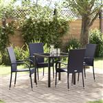 vidaXL Tuin Eetset 5 pcs Zwart Poly riet