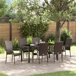 vidaXL Tuin Eetset 7 pcs Bruin Poly riet
