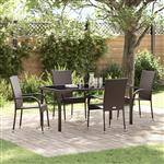 vidaXL Tuin Eetset 5 pcs Bruin Poly riet