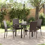 vidaXL Tuin Eetset 5 pcs Bruin Poly riet
