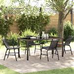 vidaXL Tuin Eetset 5 pcs Zwart Poly riet