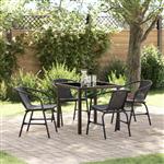 vidaXL Tuin Eetset 5 pcs Zwart Poly riet