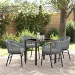 vidaXL Tuin Eetset 5 pcs Grijs Poly riet
