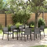 vidaXL Tuin Eetset 7 pcs Grijs Poly riet