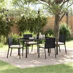 vidaXL Tuin Eetset 5 pcs Zwart Poly riet