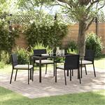 vidaXL Tuin Eetset 5 pcs Zwart Poly riet