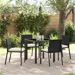 vidaXL Tuin Eetset 5 pcs Zwart Poly riet