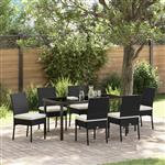 vidaXL Tuin Eetset 7 pcs Zwart Poly riet