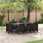 vidaXL Tuin Eetset 9 pcs Bruin Polt riet