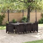 vidaXL Tuin Eetset 9 pcs Bruin Polt riet