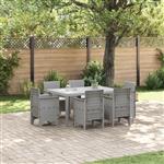 vidaXL Tuin Eetset 7 pcs Lichtgrijs Polt riet