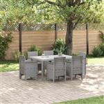 vidaXL Tuin Eetset 7 pcs Lichtgrijs Polt riet