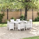 vidaXL Tuin Eetset 7 pcs Wit Polt riet