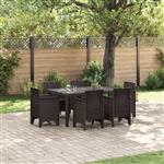 vidaXL Tuin Eetset 7 pcs Bruin Polt riet