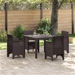 vidaXL Tuin Eetset 5 pcs Bruin Polt riet