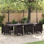 vidaXL Tuinstafel Bruin 300 x 100 x 73 cm poly rattan