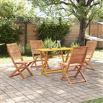 vidaXL Tuin Eetset met kussen Vouw 5 pcs Bruin Massief acaciahout