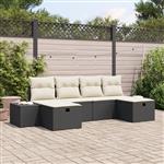 vidaXL Tuin Sofa Set met kussen 6 pcs Zwart 55 x 62 x 69 cm Poly riet