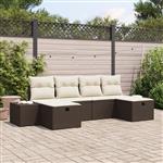 vidaXL Tuin Sofa Set met kussen 6 pcs Bruin 55 x 62 x 69 cm Poly riet