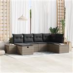 vidaXL Tuin Sofa Set met kussen 6 pcs Grijs 55 x 62 x 69 cm Poly riet