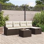 vidaXL Tuin Sofa Set met kussen 6 pcs Bruin 55 x 55 x 37 cm Poly riet