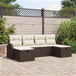 vidaXL Tuin Sofa Set met kussen met opslag 6 pcs Bruin Poly riet