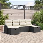 vidaXL Tuin Sofa Set met kussen met opslag 6 pcs Zwart Poly riet