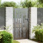 vidaXL Tuinpoort, Tuinpoort 105x75 cm Cortenstaal Bamboe Ontwerp Zwart
