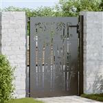 vidaXL Tuinpoort, Tuinpoort 105x75 cm Cortenstaal Bamboe Ontwerp Zwart