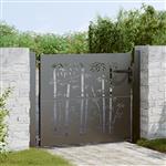 vidaXL Tuinpoort, Tuinpoort 105x75 cm Cortenstaal Bamboe Ontwerp Zwart