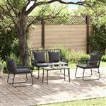 vidaXL Tuin eettafelset 3 pcs Zwart en Anthraciet poly rattan