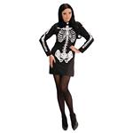 Halloween Jurk Zwart Wit Dames Skelet