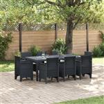 vidaXL Tuin Eetset 9 pcs Antraciet Polt riet