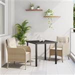 vidaXL Tuin Eetset met kussen 3 pcs Beige Poly riet