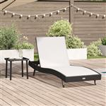 vidaXL Zonligstoel met Tafel 2 pcs Zwart 40 x 40 x 40.5 cm poly rattan