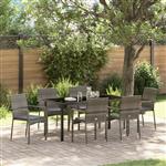 vidaXL Tuin Eetset met kussen 7 pcs Grijs Poly riet