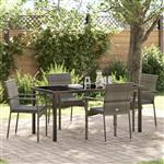 vidaXL Tuin Eetset met kussen 5 pcs Grijs Poly riet