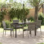 vidaXL Tuin Eetset met kussen 5 pcs Grijs Poly riet