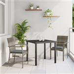 vidaXL Tuin Eetset met kussen 3 pcs Grijs Poly riet