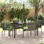 vidaXL Tuin Eetset met kussen 5 pcs Grijs Poly riet