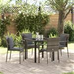 vidaXL Tuin Eetset met kussen 5 pcs Grijs Poly riet