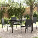 vidaXL Tuin Eetset met kussen 5 pcs Zwart Poly riet