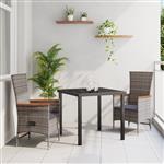 vidaXL Tuin Eetset met kussen 3 pcs Grijs Poly riet