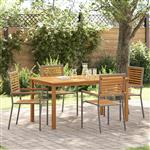 vidaXL Tuin Eetset 5 pcs Grijs Poly riet